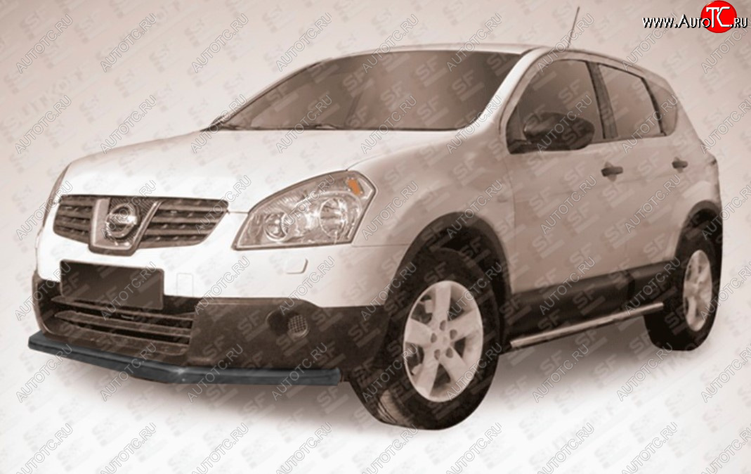 8 999 р. Защита переднего бампера Slitkoff (Ø 57 мм, длинная). Nissan Qashqai 1 J10 рестайлинг (2010-2013) (Сталь с полимерным покрытием. Цвет: черный)  с доставкой в г. Майкоп