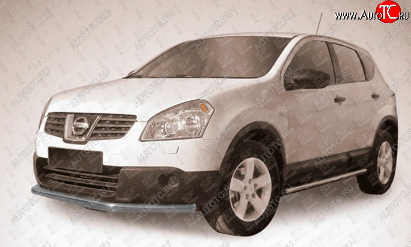 8 999 р. Защита переднего бампера Slitkoff (Ø 57 мм, длинная).  Nissan Qashqai  1 (2010-2013) J10 рестайлинг (Сталь с полимерным покрытием. Цвет: серебристый)  с доставкой в г. Майкоп