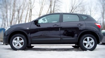 Защита порогов из круглой трубы диаметром 63 мм SLITKOFF v2 Nissan Qashqai  1 (2010-2013) J10 рестайлинг
