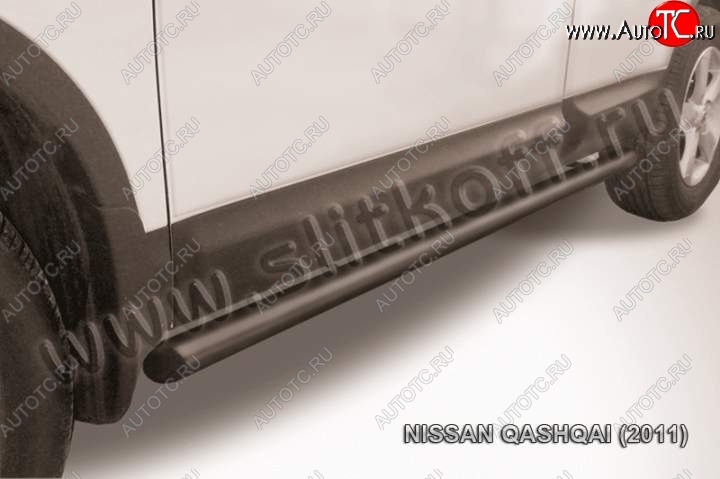 10 849 р. Защита порогов Slitkoff Nissan Qashqai 1 J10 рестайлинг (2010-2013) (Цвет: серебристый)  с доставкой в г. Майкоп