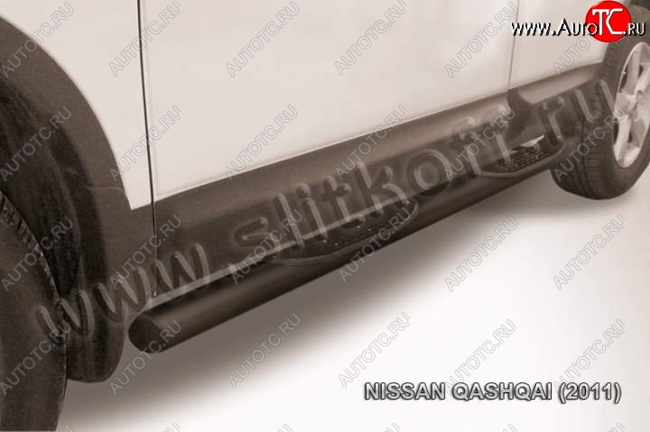 13 599 р. Защита порогов Slitkoff  Nissan Qashqai  1 (2010-2013) J10 рестайлинг (Цвет: серебристый)  с доставкой в г. Майкоп