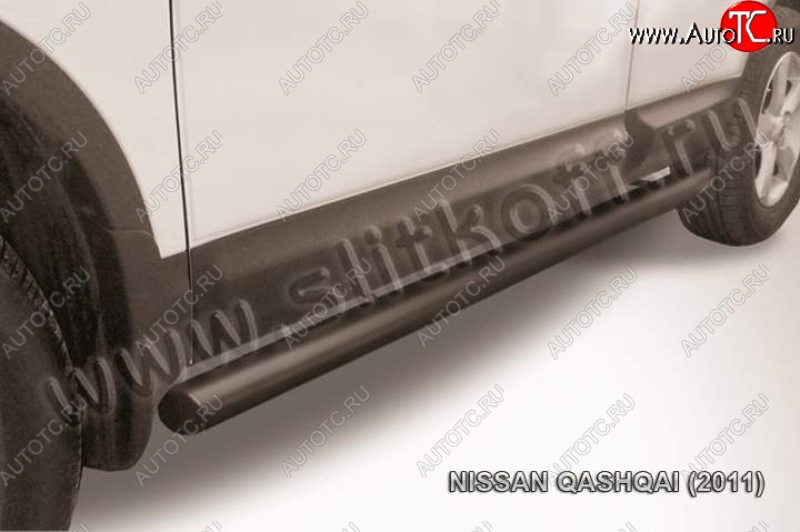11 649 р. Защита порогов Slitkoff  Nissan Qashqai  1 (2010-2013) J10 рестайлинг (Цвет: серебристый)  с доставкой в г. Майкоп