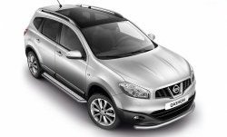 Широкая защита порогов Petroil Tuning Nissan Qashqai 1 J10 рестайлинг (2010-2013) (Нержавеющая полированная сталь)
