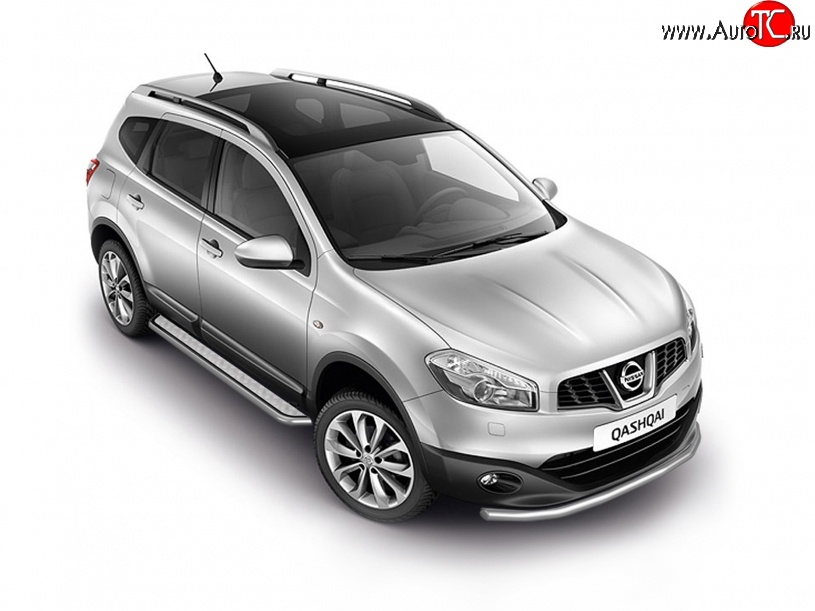 7 199 р. Широкая защита порогов Petroil Tuning Nissan Qashqai 1 J10 рестайлинг (2010-2013) (Нержавеющая полированная сталь)  с доставкой в г. Майкоп