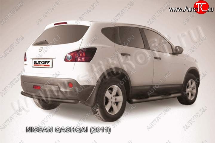 7 599 р. Защита задняя Slitkoff  Nissan Qashqai  1 (2010-2013) J10 рестайлинг (Цвет: серебристый)  с доставкой в г. Майкоп