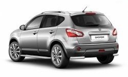 Защита заднего бампера из двух боковых уголков диаметром 63 мм Petroil Tuning Nissan Qashqai 1 J10 рестайлинг (2010-2013) (Нержавеющая полированная сталь)