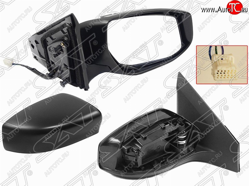 2 659 р. Правое боковое зеркало заднего вида SAT (3 контакта) Nissan Sentra 7 B17 (2014-2017) (Неокрашенное)  с доставкой в г. Майкоп