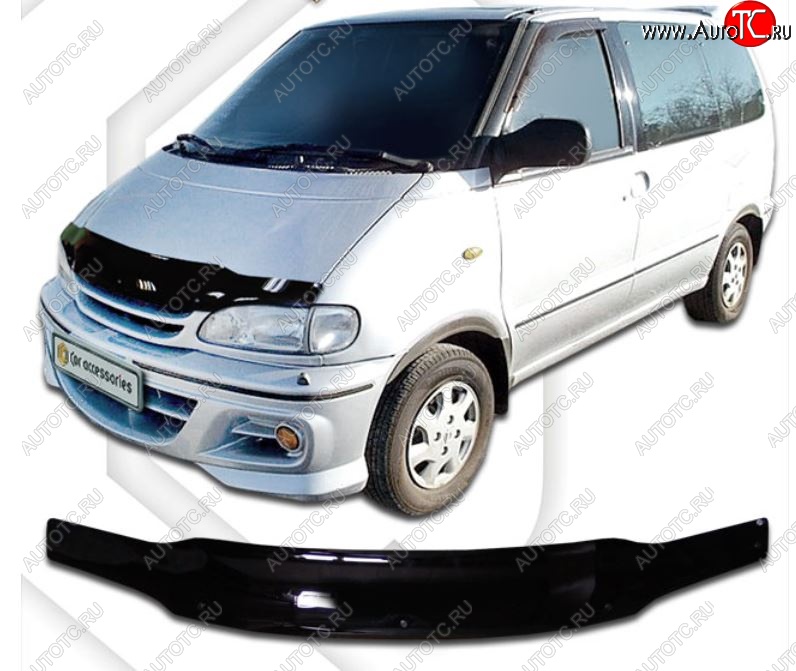 1 999 р. Дефлектор капота CA-Plastic  Nissan Serena  1 (1991-2001) (Classic черный, Без надписи)  с доставкой в г. Майкоп