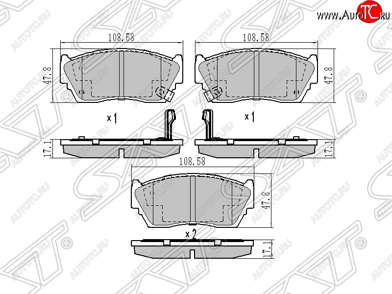 769 р. Колодки тормозные SAT (передние) Nissan Sunny N14 (1990-1998)  с доставкой в г. Майкоп