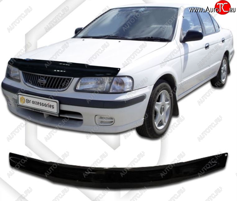 1 899 р. Дефлектор капота CA-Plastic Nissan Sunny B15 (1998-2004) (Classic черный, Без надписи)  с доставкой в г. Майкоп