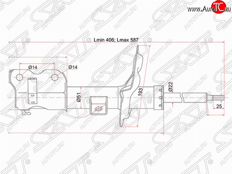 4 199 р. Правый амортизатор передний SAT Nissan Teana 1 J31 дорестайлинг (2003-2005)  с доставкой в г. Майкоп