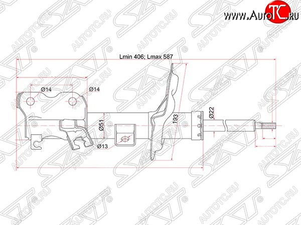 4 199 р. Левый амортизатор передний SAT Nissan Teana 1 J31 дорестайлинг (2003-2005)  с доставкой в г. Майкоп