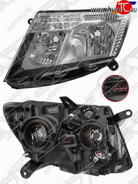 7 199 р. Левая передняя фара SAT (светлый хром) Nissan Terrano D10 рестайлинг (2016-2022)  с доставкой в г. Майкоп