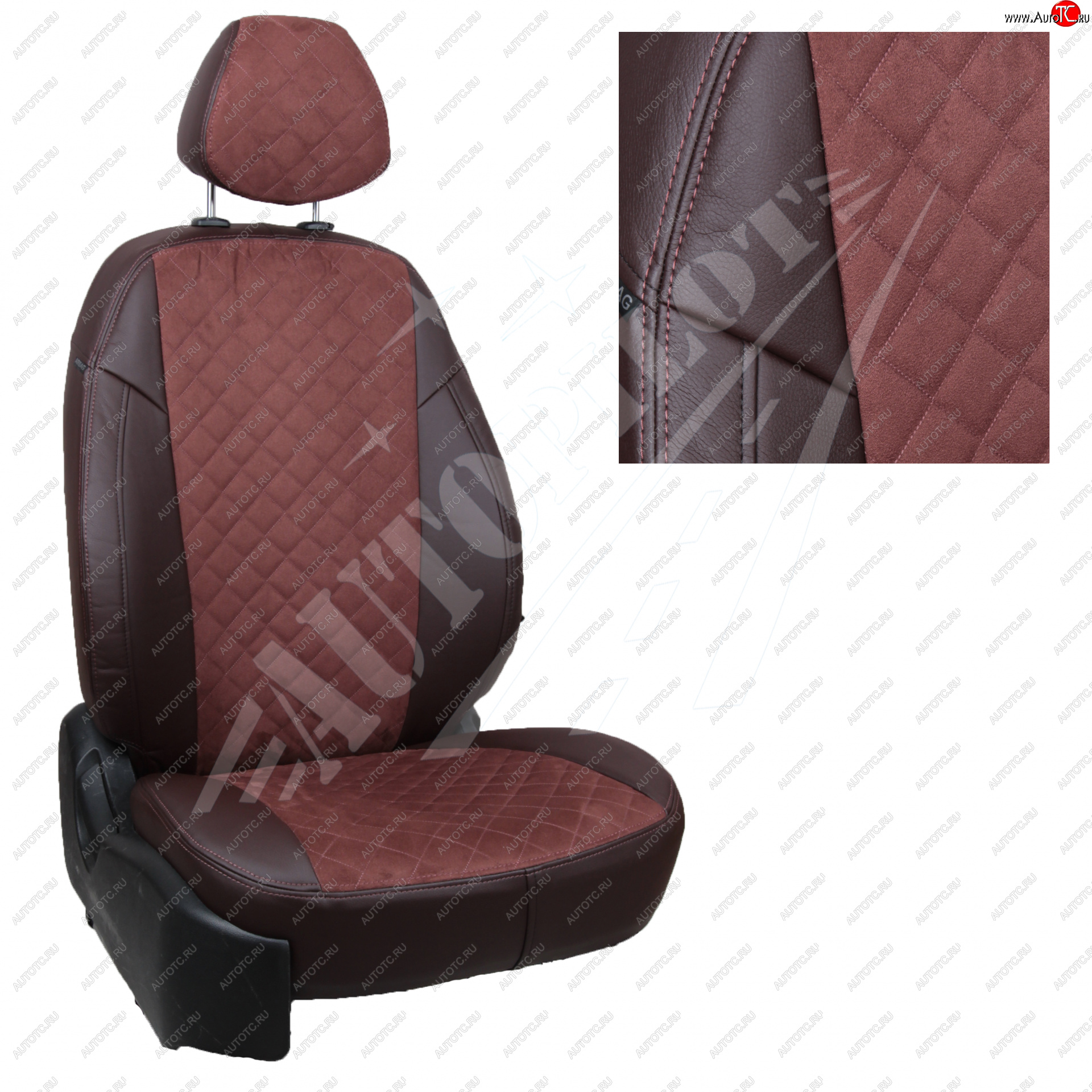14 449 р. Чехлы сидений AUTOPILOT Алькантара Ромб (РС 40/60)  Nissan Terrano  D10 (2016-2022), Renault Duster  HS (2015-2021) (Шоколад + Шоколад)  с доставкой в г. Майкоп