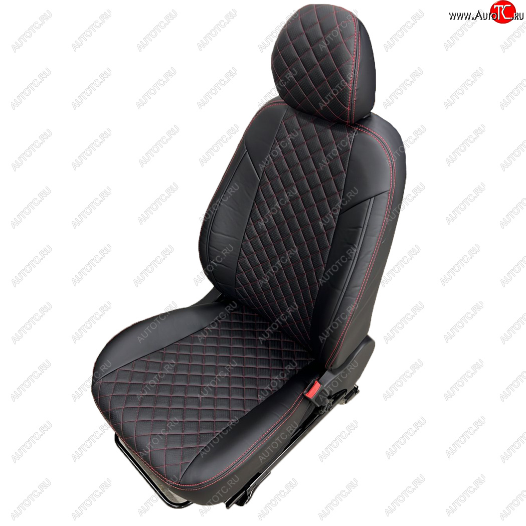 8 749 р. Чехлы сидений AUTOPILOT Экокожа Ромб (РС 40/60)  Nissan Terrano  D10 (2016-2022), Renault Duster  HS (2015-2021) (Черный + Черный + Красный)  с доставкой в г. Майкоп