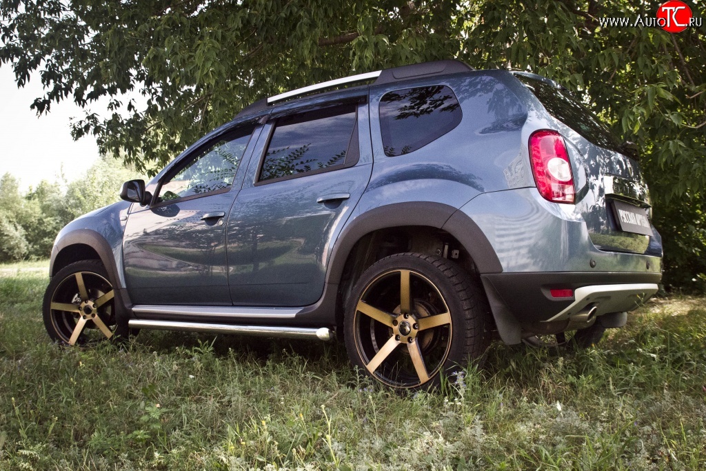 5 749 р. Накладки колесных арок RA (короткие, комплект) Renault Duster HS дорестайлинг (2010-2015) (Поверхность шагрень)  с доставкой в г. Майкоп