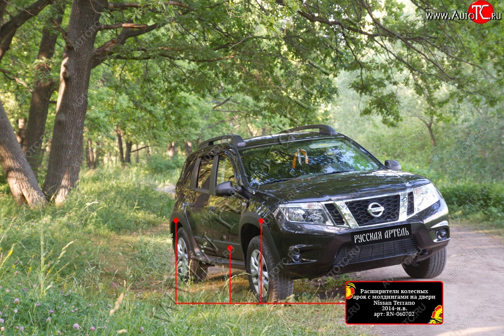 14 749 р. Расширители арок с молдингами дверей RA (комплект)  Nissan Terrano  D10 (2013-2022) дорестайлинг, рестайлинг (Поверхность шагрень)  с доставкой в г. Майкоп