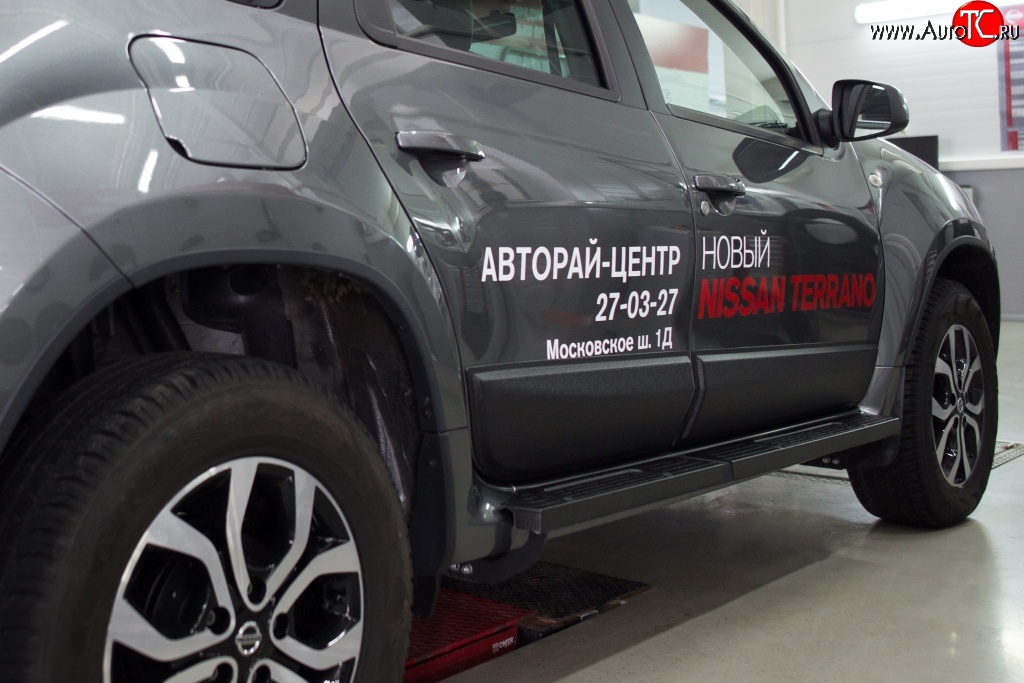 4 099 р. Накладки дверей RA (комплект) Nissan Terrano D10 дорестайлинг (2013-2016) (Поверхность шагрень)  с доставкой в г. Майкоп