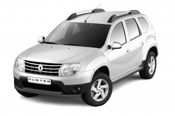 Порожки для ног из трубы Ø51 с алюминиевой площадкой Petroil Tuning Эстонец Renault Duster HS рестайлинг (2015-2021) (Черный (Шагрень))