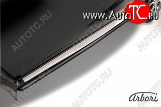 7 145 р. Защита штатных порогов Arbori (черная, d42 mm). Nissan Terrano D10 рестайлинг (2016-2022)  с доставкой в г. Майкоп