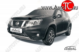7 019 р. Защита переднего бампера Arbori (черная, 1 труба d42 mm). Nissan Terrano D10 дорестайлинг (2013-2016)  с доставкой в г. Майкоп