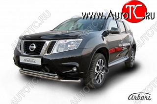 11 069 р. Защита переднего бампера Arbori (нержавейка, 2 трубы d57 и 42 mm) Nissan Terrano D10 рестайлинг (2016-2022)  с доставкой в г. Майкоп