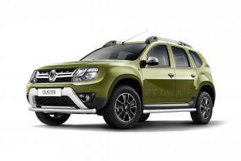 16 449 р. Защита переднего бампера (одинарная, Ø63 мм) Petroil Tuning Renault Duster HS дорестайлинг (2010-2015) (Нержавеющая полированная сталь)  с доставкой в г. Майкоп. Увеличить фотографию 3
