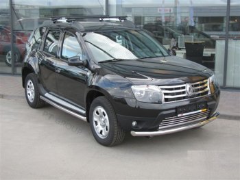 16 449 р. Защита переднего бампера (одинарная, Ø63 мм) Petroil Tuning Renault Duster HS дорестайлинг (2010-2015) (Нержавеющая полированная сталь)  с доставкой в г. Майкоп. Увеличить фотографию 5
