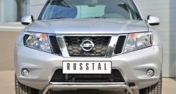 Защита переднего бампера (Ø42 мм волна, нержавейка) SLITKOFF Nissan Terrano  D10 (2013-2022) дорестайлинг, рестайлинг