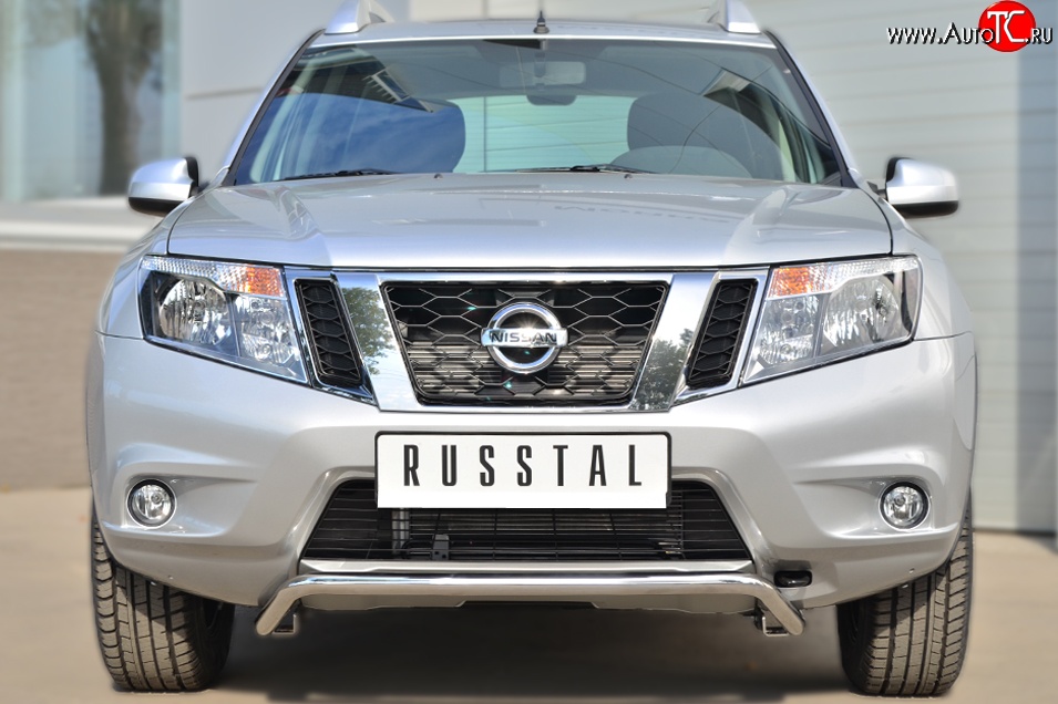 12 499 р. Защита переднего бампера (Ø42 мм волна, нержавейка) SLITKOFF  Nissan Terrano  D10 (2013-2022) дорестайлинг, рестайлинг  с доставкой в г. Майкоп