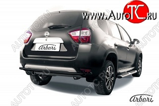 7 019 р. Защита заднего бампера Arbori (черная, 1 труба d42 mm). Nissan Terrano D10 дорестайлинг (2013-2016)  с доставкой в г. Майкоп