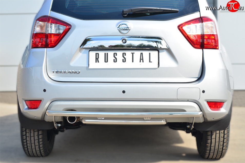 15 899 р. Защита заднего бампера (2 трубы Ø42 мм, нержавейка) SLITKOFF  Nissan Terrano  D10 (2013-2022) дорестайлинг, рестайлинг  с доставкой в г. Майкоп