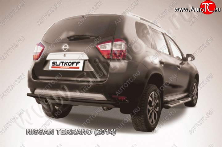 5 299 р. Защита задняя Slitkoff  Nissan Terrano  D10 (2013-2022) дорестайлинг, рестайлинг (Цвет: серебристый)  с доставкой в г. Майкоп