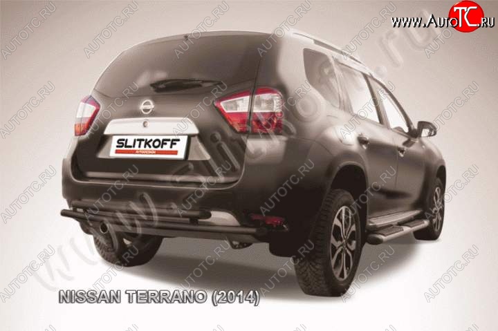 5 749 р. Защита задняя Slitkoff  Nissan Terrano  D10 (2013-2022) дорестайлинг, рестайлинг (Цвет: серебристый)  с доставкой в г. Майкоп