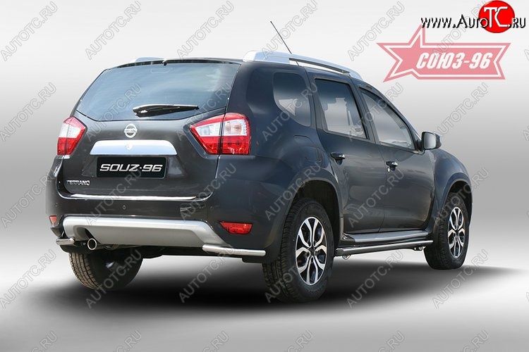 8 189 р. Защита заднего бампера из боковых уголков Souz-96 (d42) Nissan Terrano D10 дорестайлинг (2013-2016)  с доставкой в г. Майкоп