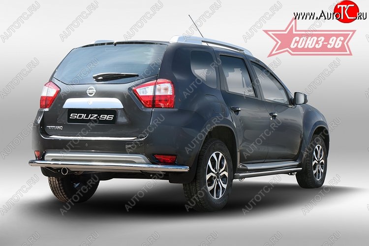 9 809 р. Защита заднего бампера Souz-96 (d60) Nissan Terrano D10 дорестайлинг (2013-2016)  с доставкой в г. Майкоп