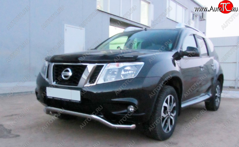 10 449 р. Защита переднего бампера Slitkoff (Ø 57, волна)  Nissan Terrano  D10 (2013-2022) дорестайлинг, рестайлинг (Нержавеющая сталь)  с доставкой в г. Майкоп