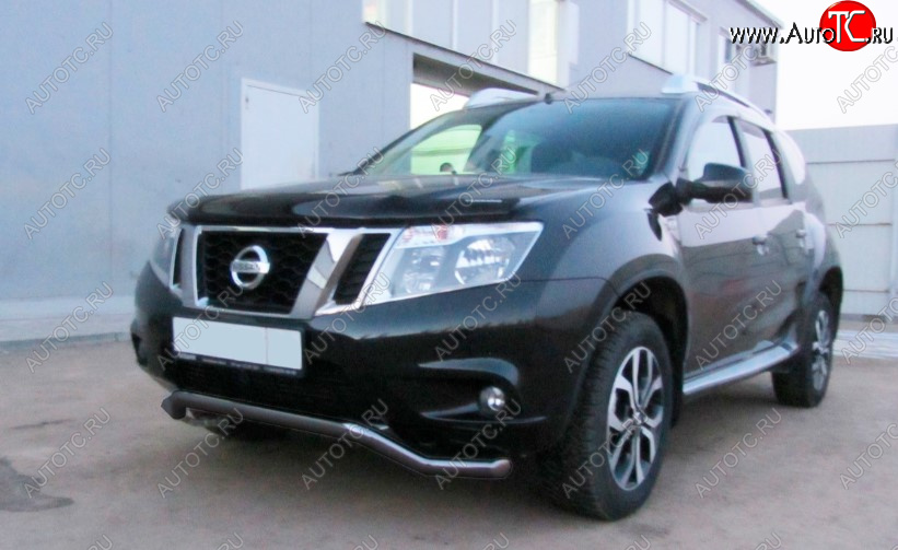 7 299 р. Защита переднего бампера Slitkoff (Ø 57, волна).  Nissan Terrano  D10 (2013-2016) дорестайлинг (Сталь с полимерным покрытием. Цвет: черный)  с доставкой в г. Майкоп