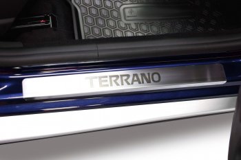 2 499 р. Пороги накладки в проем дверей Petroil Tuning Nissan Terrano D10 дорестайлинг (2013-2016) (Нержавеющая полированная сталь)  с доставкой в г. Майкоп. Увеличить фотографию 2