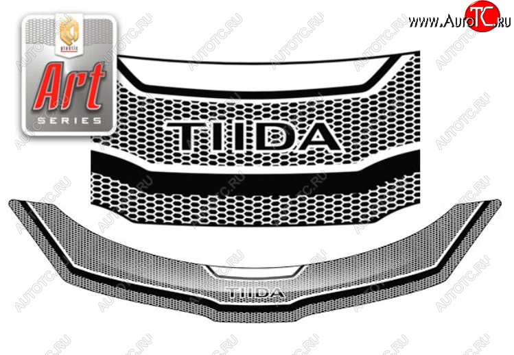 2 399 р. Дефлектор капота CA-Plastiс  Nissan Tiida  1 хэтчбэк (2004-2007) C11 дорестайлинг, Япония (серия Art серебро)  с доставкой в г. Майкоп