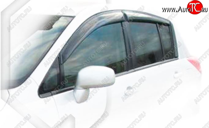 2 079 р. Дефлектора окон (правый руль) CA-Plastiс  Nissan Tiida  1 хэтчбэк (2004-2007) C11 дорестайлинг, Япония (Classic полупрозрачный, Без хром.молдинга)  с доставкой в г. Майкоп