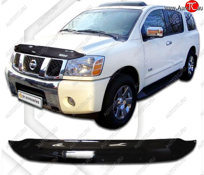 2 159 р. Дефлектор капота CA-Plastiс Nissan titan (2003-2015) (Classic черный, Без надписи)  с доставкой в г. Майкоп