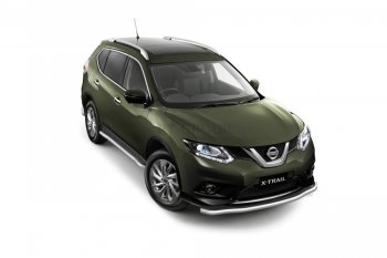 Защита порогов вогнутая из трубы Ø63 Petroil Tuning Nissan X-trail 3 T32 рестайлинг (2017-2022) (Нержавеющая полированная сталь)