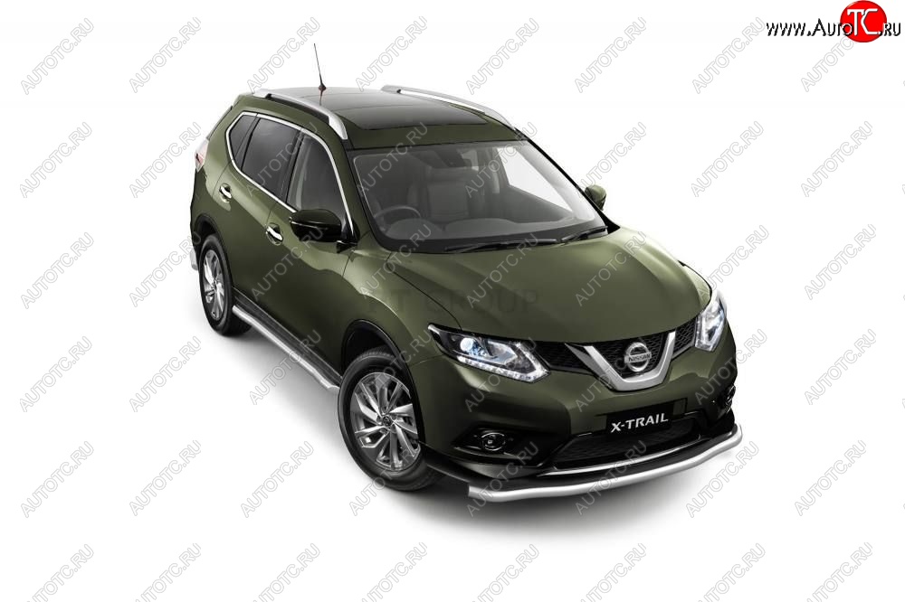 25 699 р. Защита порогов вогнутая из трубы Ø63 Petroil Tuning Nissan X-trail 3 T32 рестайлинг (2017-2022) (Нержавеющая полированная сталь)  с доставкой в г. Майкоп