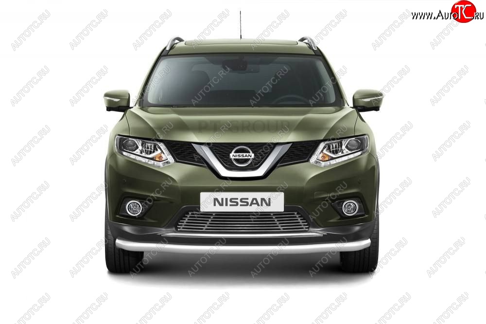 7 699 р. Накладка на решетку переднего бампера Petroil Tuning Nissan X-trail 3 T32 дорестайлинг (2013-2018) (Без парктроника)  с доставкой в г. Майкоп