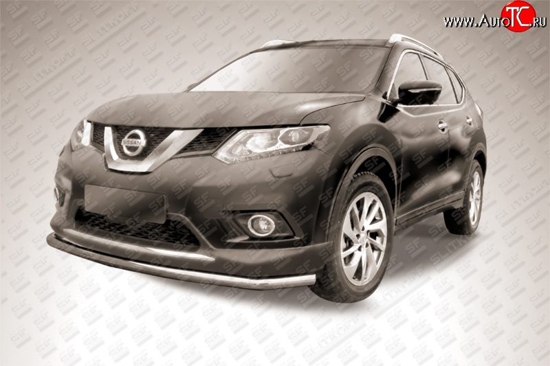 11 949 р. Защита переднего бампера из длинной трубы диаметром 57 мм Slitkoff  Nissan X-trail  3 T32 (2013-2018) дорестайлинг (Цвет: нержавеющая полированная сталь)  с доставкой в г. Майкоп