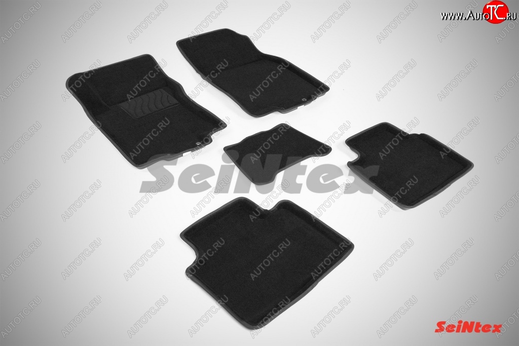 5 449 р. Износостойкие коврики в салон SeiNtex Premium 3D 4 шт. (ворсовые, черные) Nissan X-trail 3 T32 дорестайлинг (2013-2018)  с доставкой в г. Майкоп