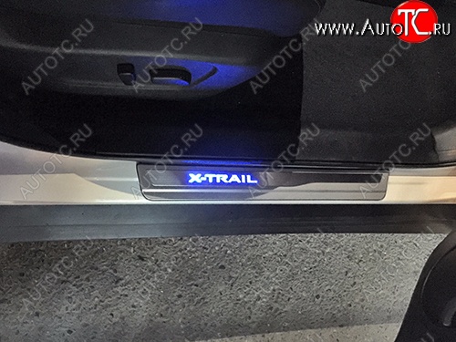 4 399 р. Накладка порога двери нерж. Nissan X-Trail 2014+ Nissan X-trail 3 T32 рестайлинг (2017-2022)  с доставкой в г. Майкоп