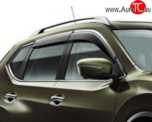 2 499 р. Комплект дефлекторов окон SkyLine (хром молдинг) Nissan X-trail 3 T32 рестайлинг (2017-2022)  с доставкой в г. Майкоп