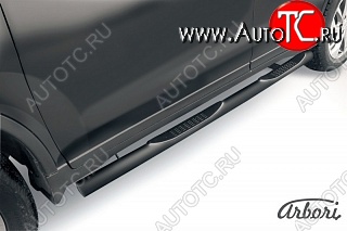 7 703 р. Защита штатных порогов Arbori (с проступью, черная, d76 mm). Nissan X-trail 3 T32 рестайлинг (2017-2022)  с доставкой в г. Майкоп